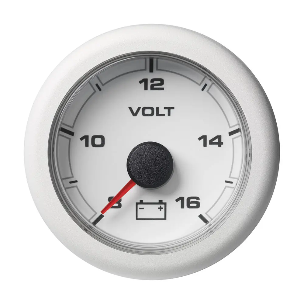 Veratron 52Mm (2-1/16") Oceanlink Battery Voltage Gauge - 8 To 16V - White Dial  Bezel [A2c1066110001] 1