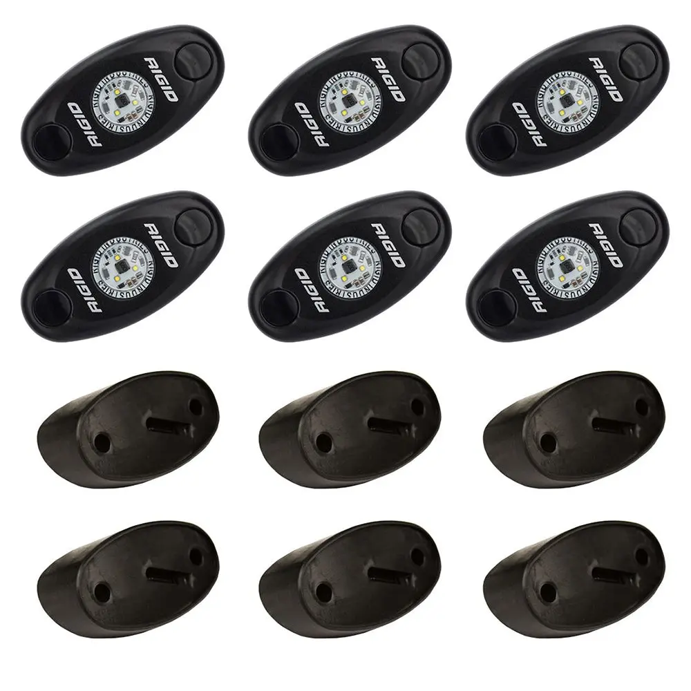 Rigid Industries A-Series Rock Light Kit - 6 Amber Lights - Black [400293] 1