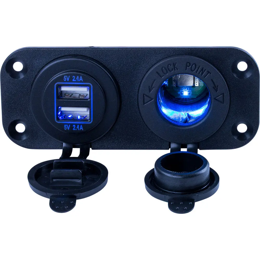 Sea-Dog Double Usb  Power Socket Panel [426505-1] 1
