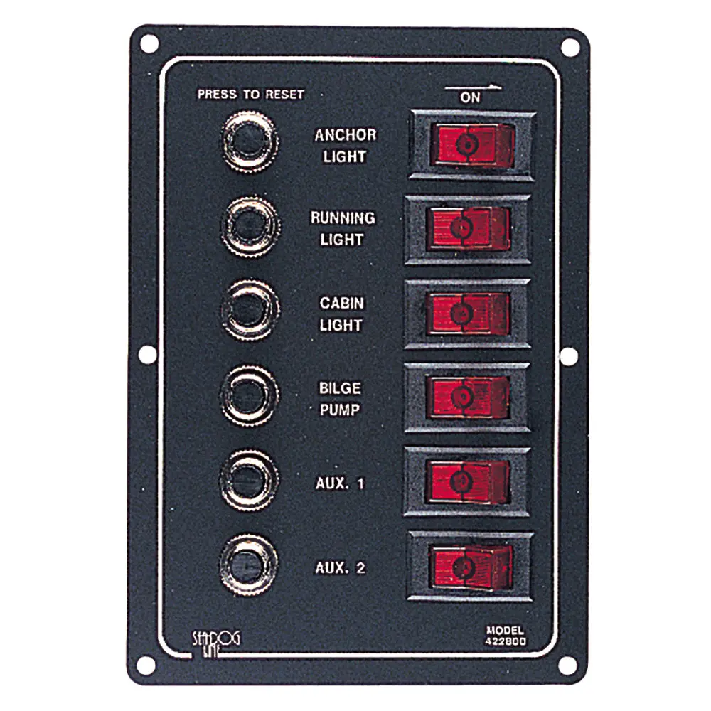 Sea-Dog Aluminum Circuit Breaker Panel - 6 Circuit [422800-1] 1