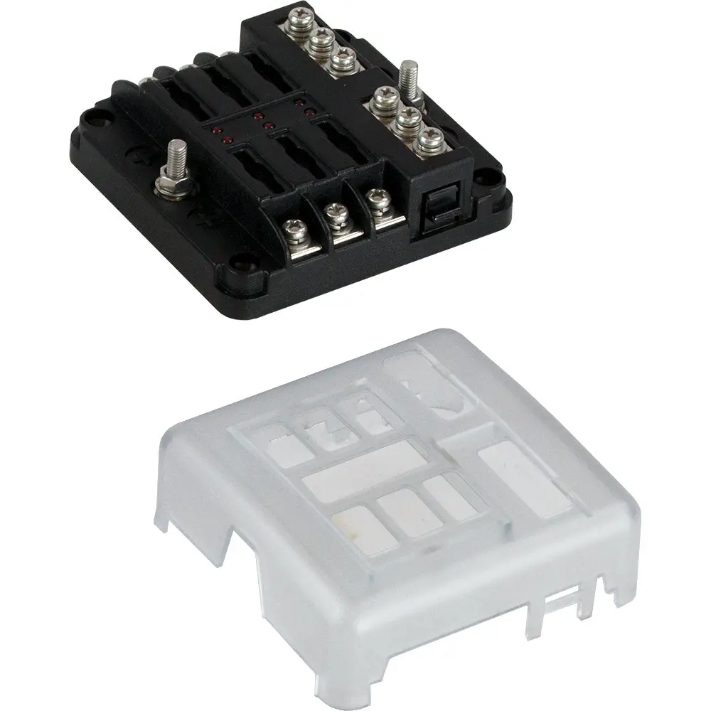 Sea-Dog Blade Style Led Indicator Fuse Block W/Negative Bus Bar - 6 Circuit [445185-1] 1