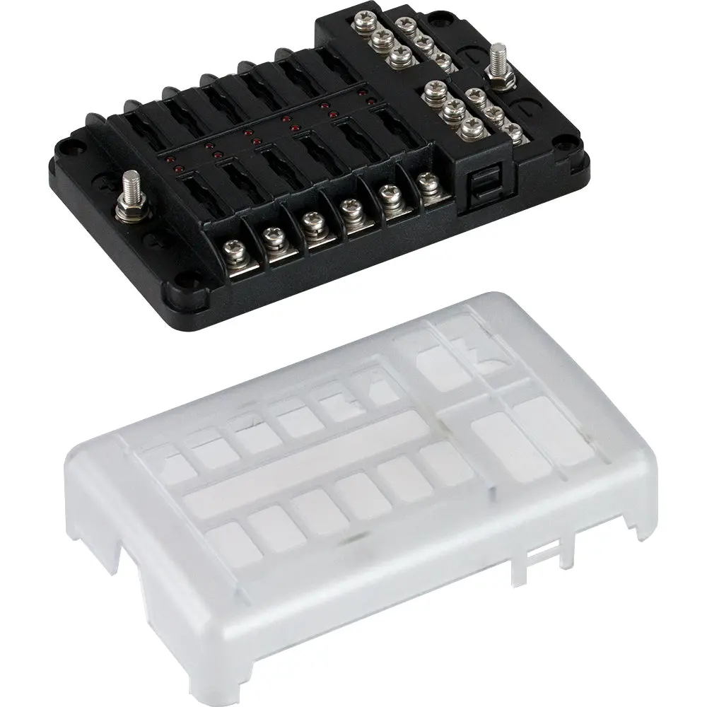 Sea-Dog Blade Style Led Indicator Fuse Block W/Negative Bus Bar - 12 Circuit [445188-1] 1