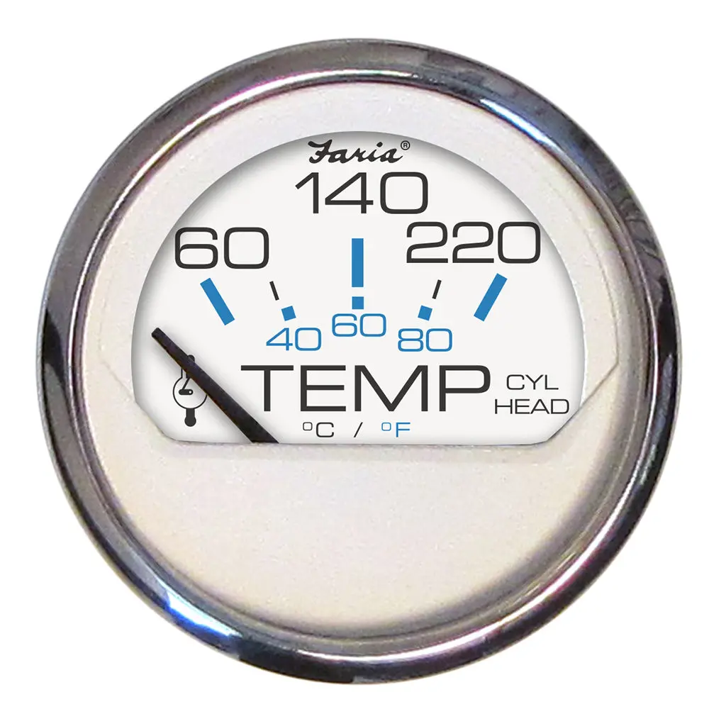 Faria Chesapeake White Ss 2" Cylinder Head Temperature Gauge (60-220F) [13806] 1