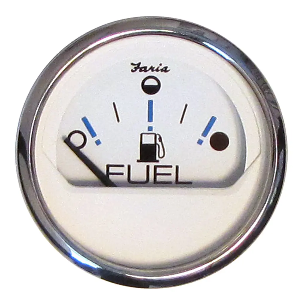 Faria Chesapeake White Ss 2" Fuel Level Gauge - Metric (E-1/2-F) [13818] 1