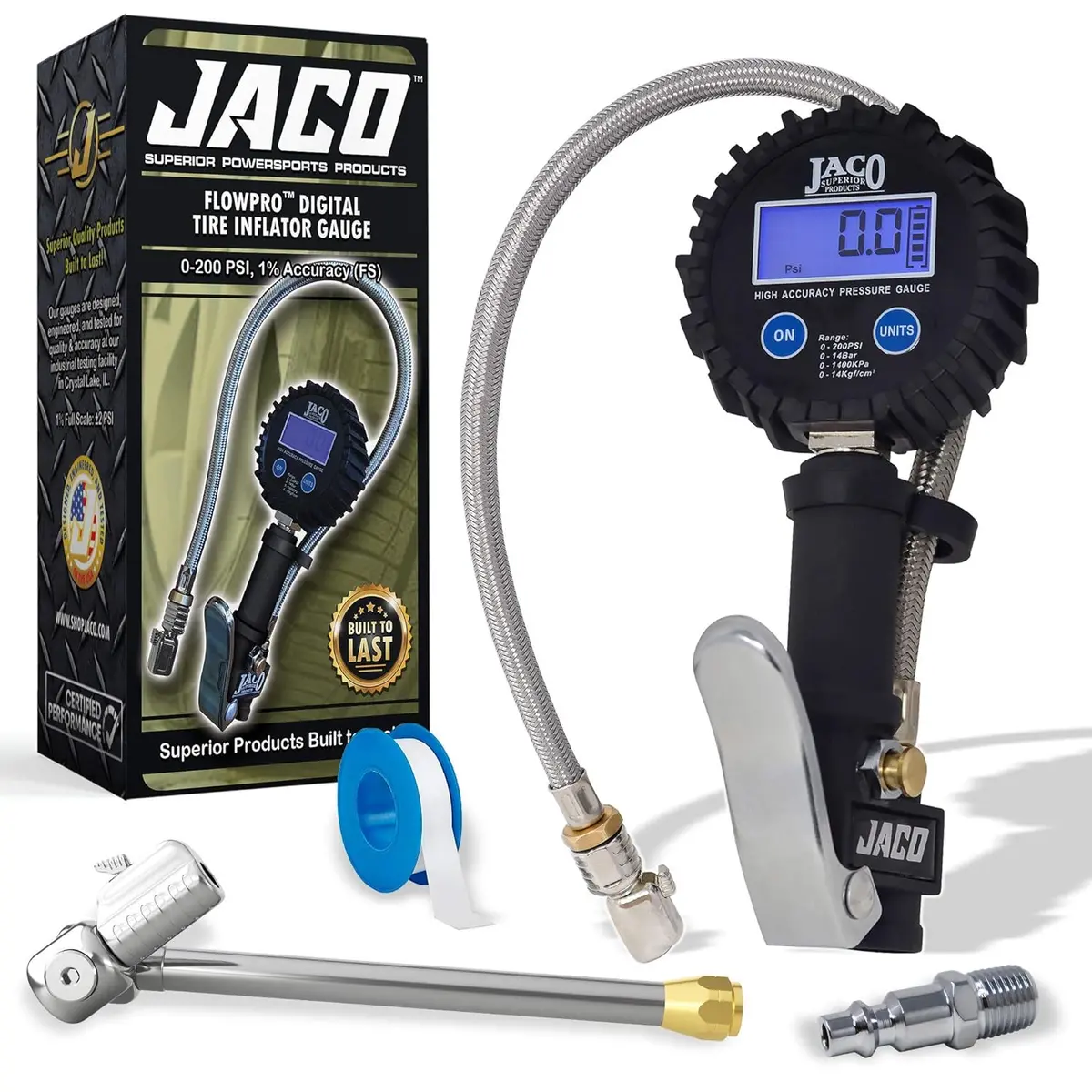 Flowpro® Digital Tire Inflator Gauge With Lock-On Dually Air Chuck - 200 Psi (Bundle) 1