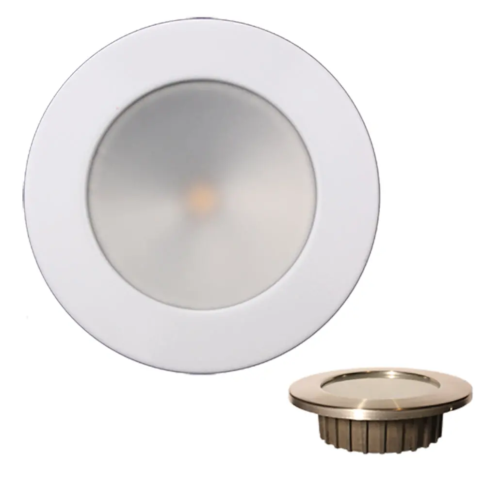 Lunasea Gen3 Warm White, Rgbw Full Color 3.5 Ip65 Recessed Light W/White Stainless Steel Bezel - 12Vdc [Llb-46Rg-3A-Wh] 1