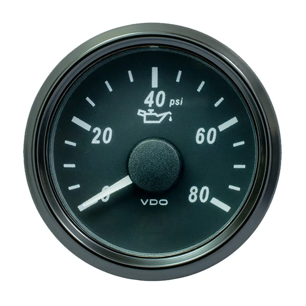 Vdo Singleviu 52Mm (2-1/16") Oil Pressure Gauge - 80 Psi - 0-180 Ohm [A2c3833190030] 1