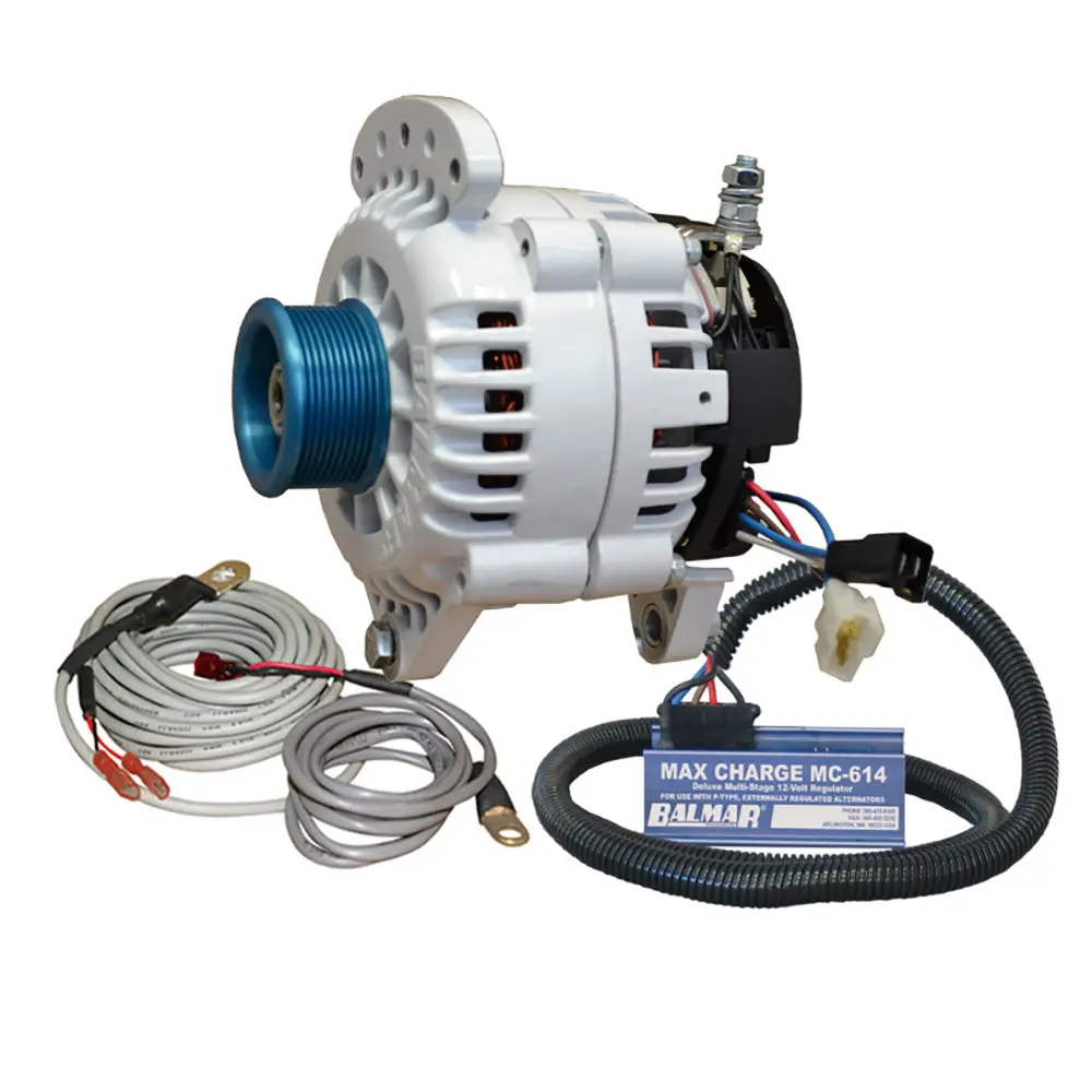 Balmar Alternator 120 Amp Kit 120V 3.15" Dual Foot Saddle J10 Pulley Regulator  Temp Sensor [60-Yp-Mc-120-J10] 1