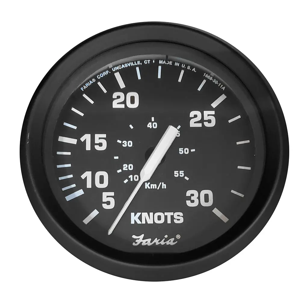 Faria Euro Black 4" Speedometer - 30 Knot (Pitot) [32809] 1