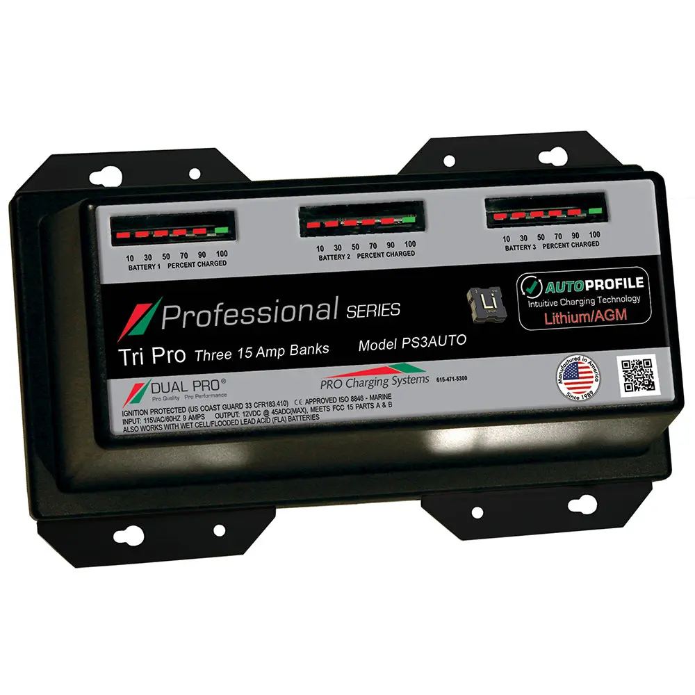 Dual Pro Ps3 Auto 15A - 3-Bank Lithium/Agm Battery Charger [Ps3auto] 1