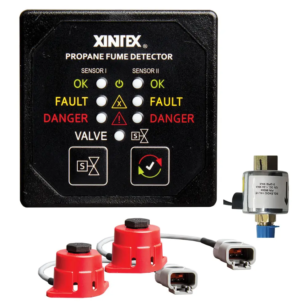 Fireboy-Xintex Propane Fume Detector, 2 Channel, 2 Sensors, Solenoid Valve  Control  20 Cable - 24V Dc  [P-2Bs-24-R] 1