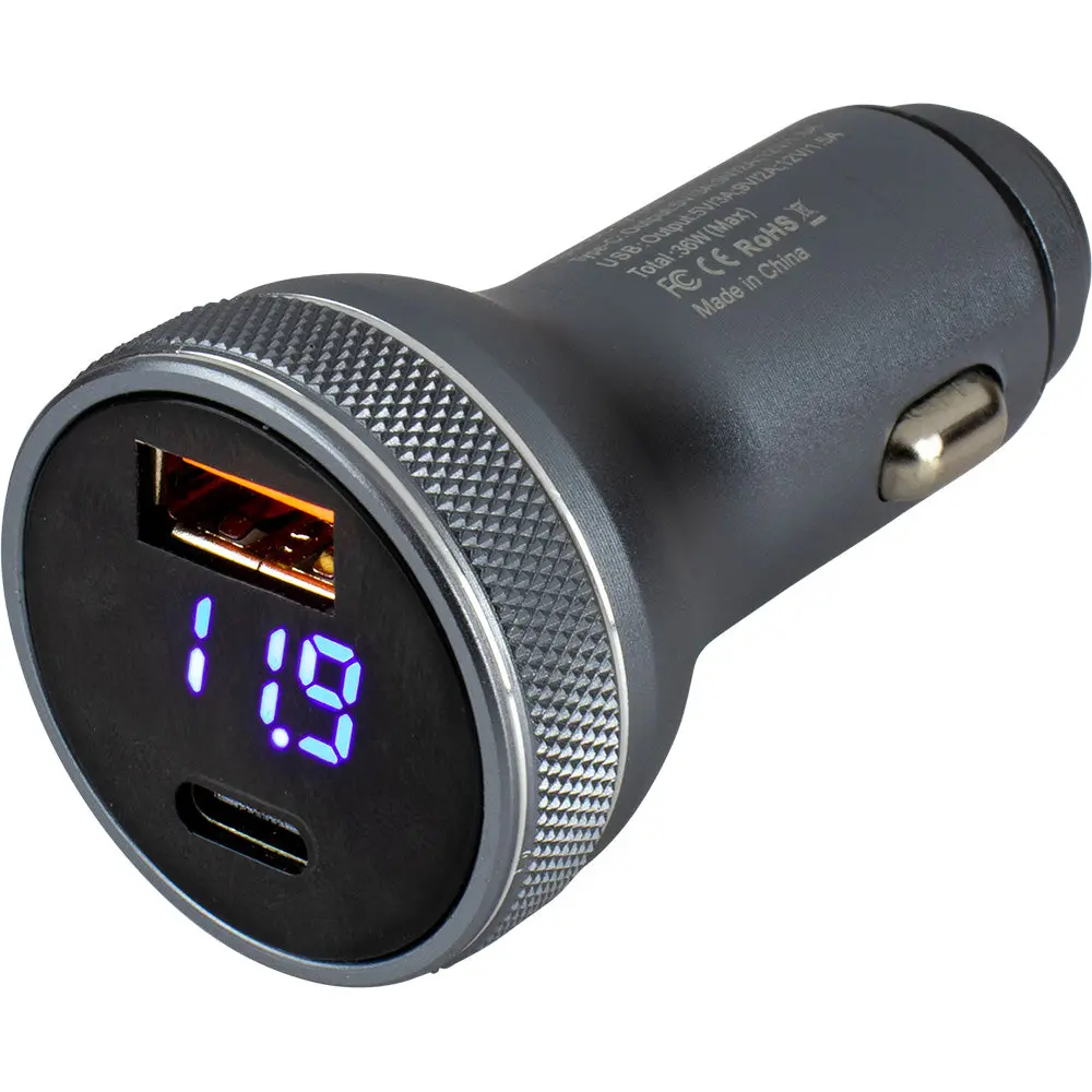Sea-Dog Round Usb  Usb-C Power Plug W/Voltmeter [426514-1] 1