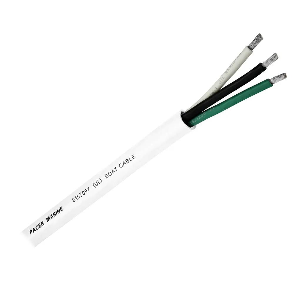 Pacer Round 3 Conductor Cable - 250 - 14/3 Awg - Black, Green  White [Wr14/3-250] 1