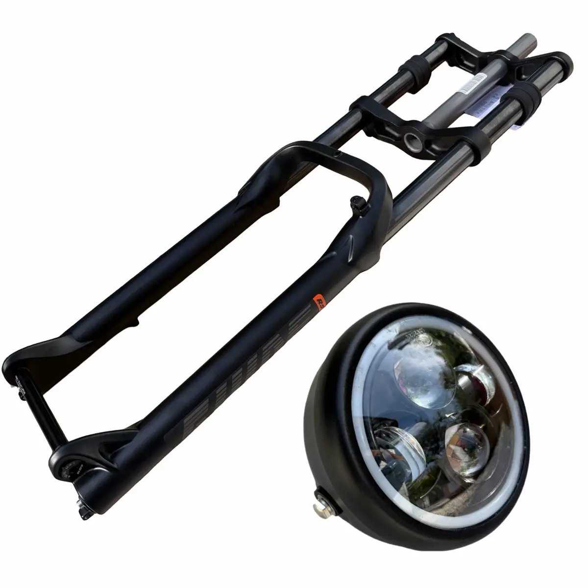 Rst Guide Dual Crown Fork (26” Fat Tire) + Motorcycle Style Led Headlight Kit (12V, 2-Pin Julet) 1