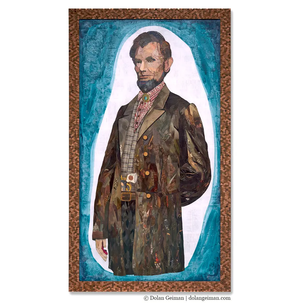 Custom Abe Lincoln Original Paper Collage 1