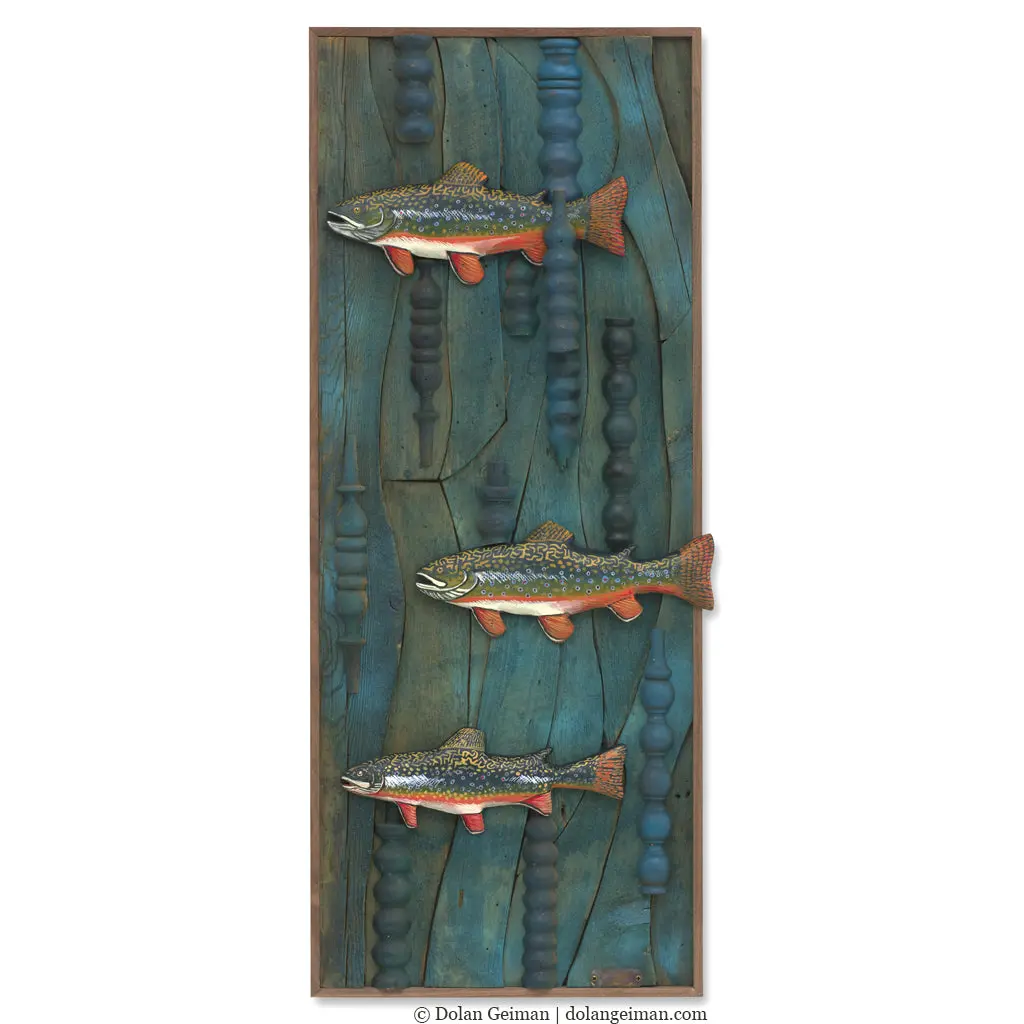 Alpine Lake Brookies Original Mixed Media Wall Art 1