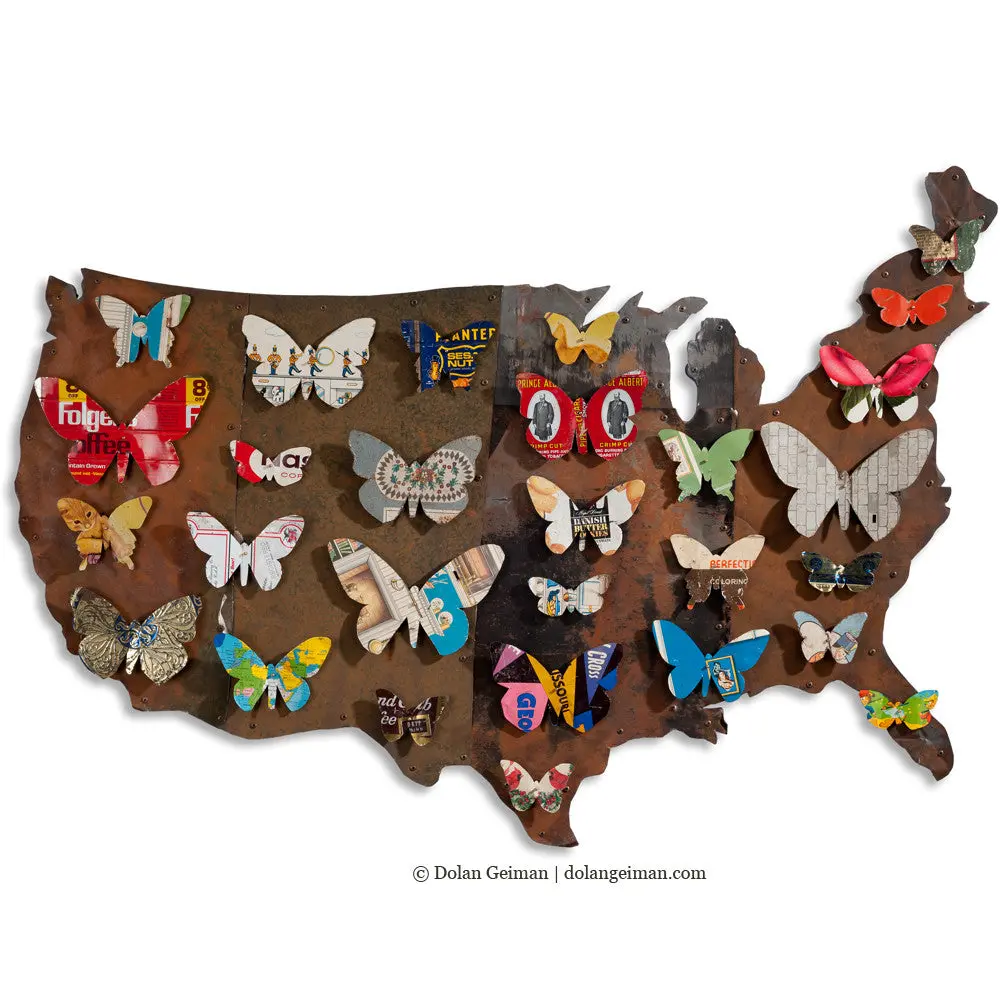 American Butterflies Collection (Patriotic) Original Metal Wall Sculpture 1