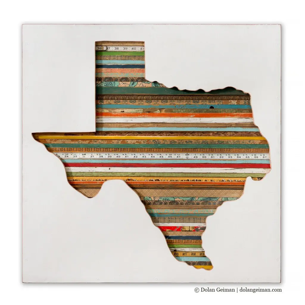 Texas Silhouette Original Mixed Media Wall Art 1