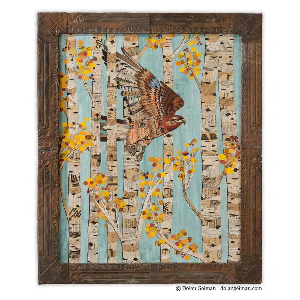 Aspen Redtail Original Paper Collage 1