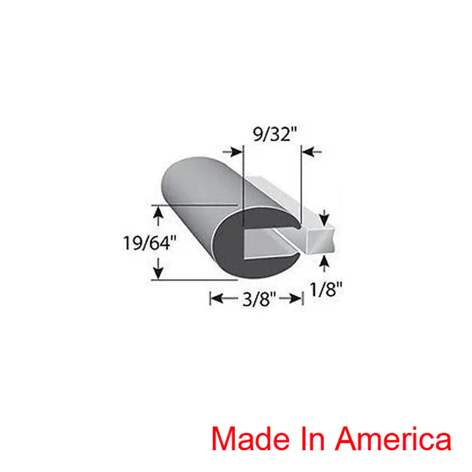 Black 1/8" Rubber Edge Automotive Marine Neoprene U Channel - Sold By The Foot 1