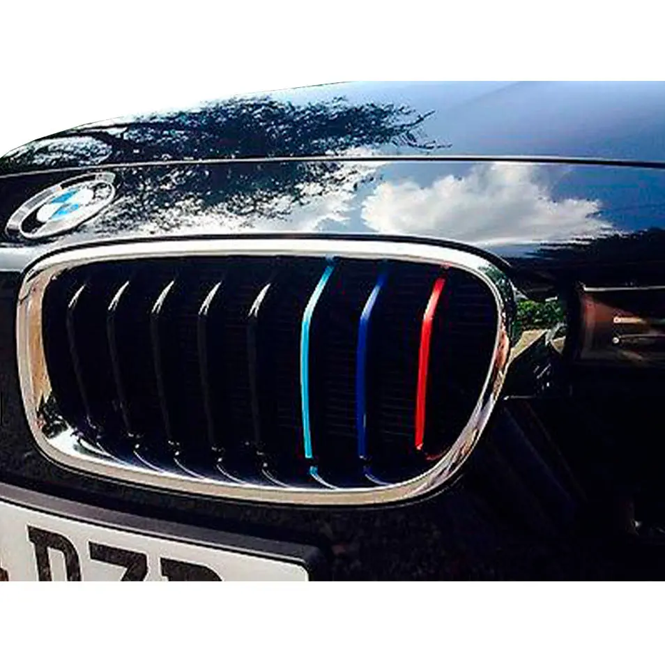 Bmw M Colored Kidney Grille Stripe Decal Sticker Set 1