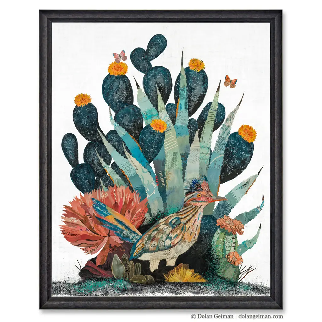 Baja Backcountry (Roadrunner) Original Paper Collage 1