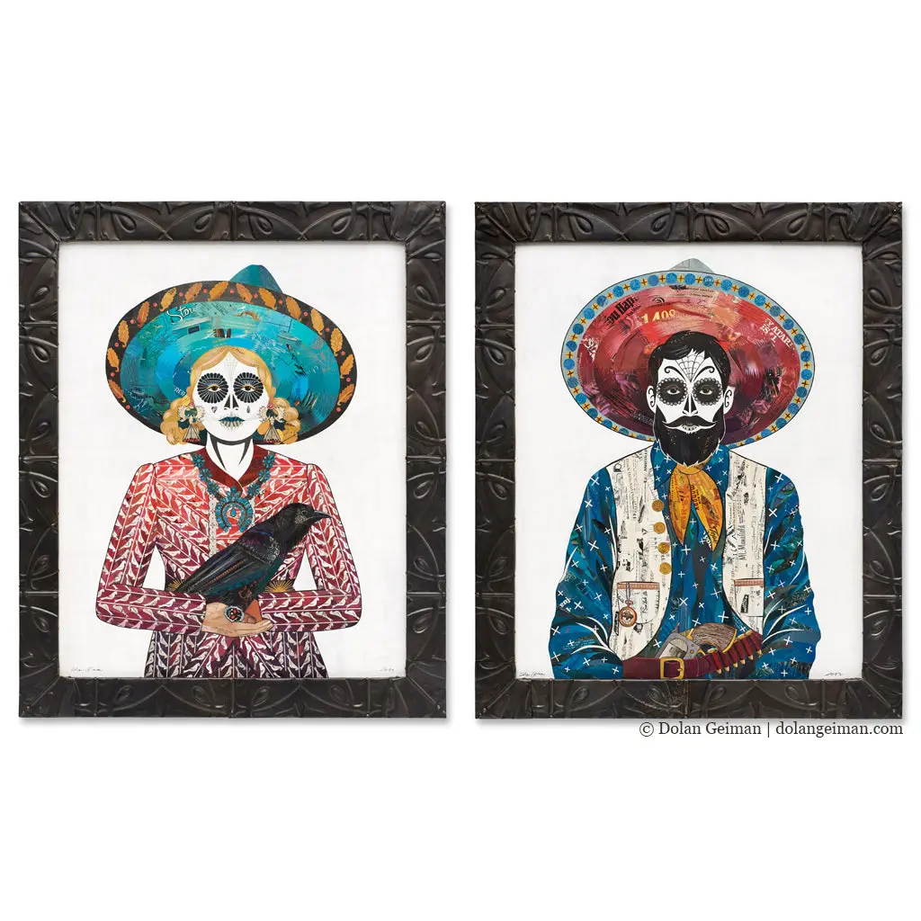 Custom Adelita + Vaquero Set Original Paper Collage 1