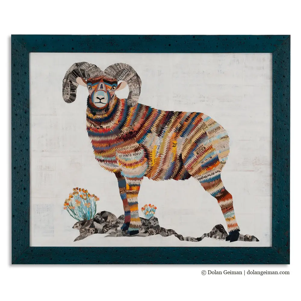 Big Horn Sheep Original Paper Collage 1