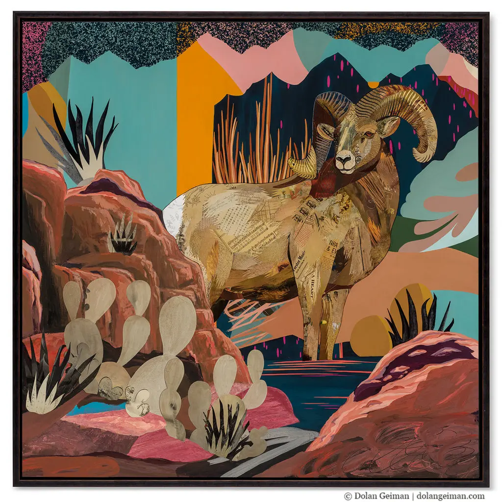 Bighorn Sheep Country Original Paper Collage 1