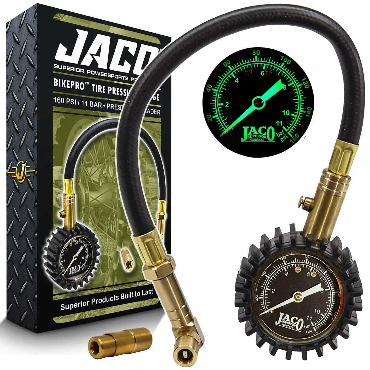 Bikepro™ Presta Tire Pressure Gauge - 160 Psi | Presta & Schrader (Hybrid/Road Bikes) 1