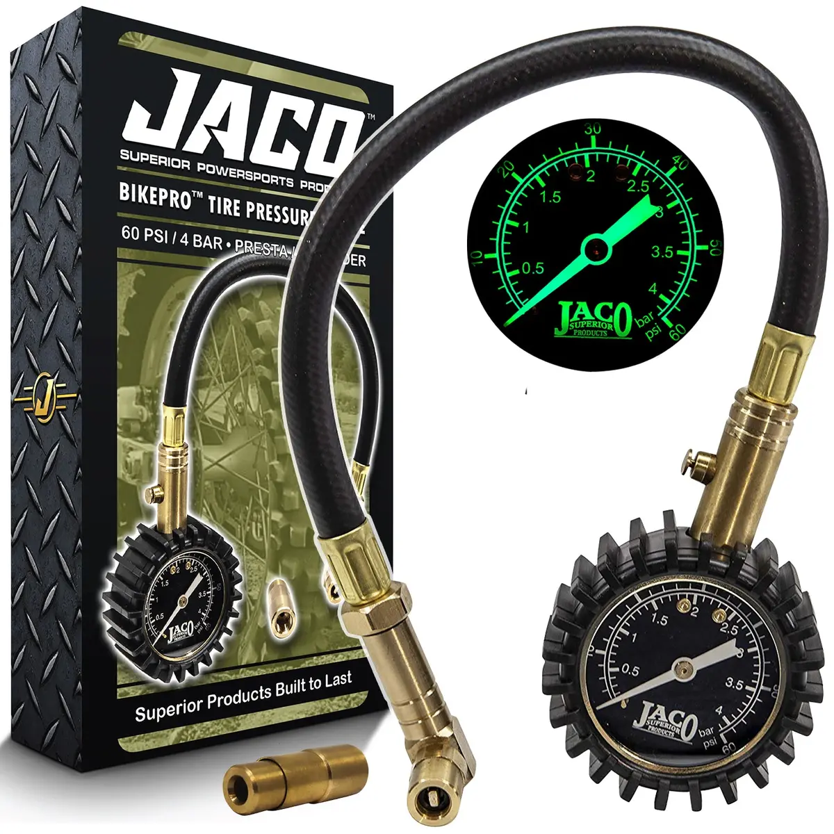 Bikepro™ Presta Tire Pressure Gauge - 60 Psi | Presta & Schrader (Mountain Bikes) 1