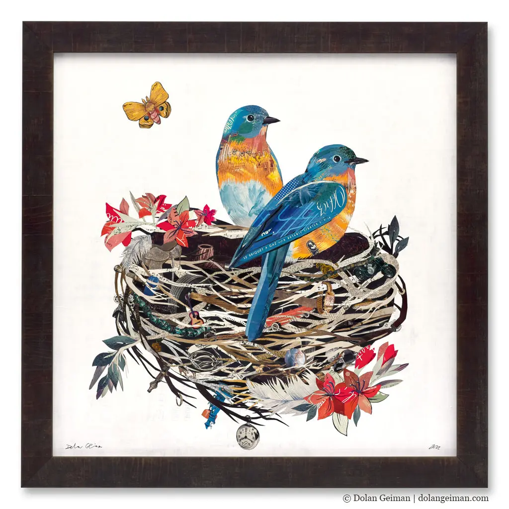 Bluebird Days Original Paper Collage 1