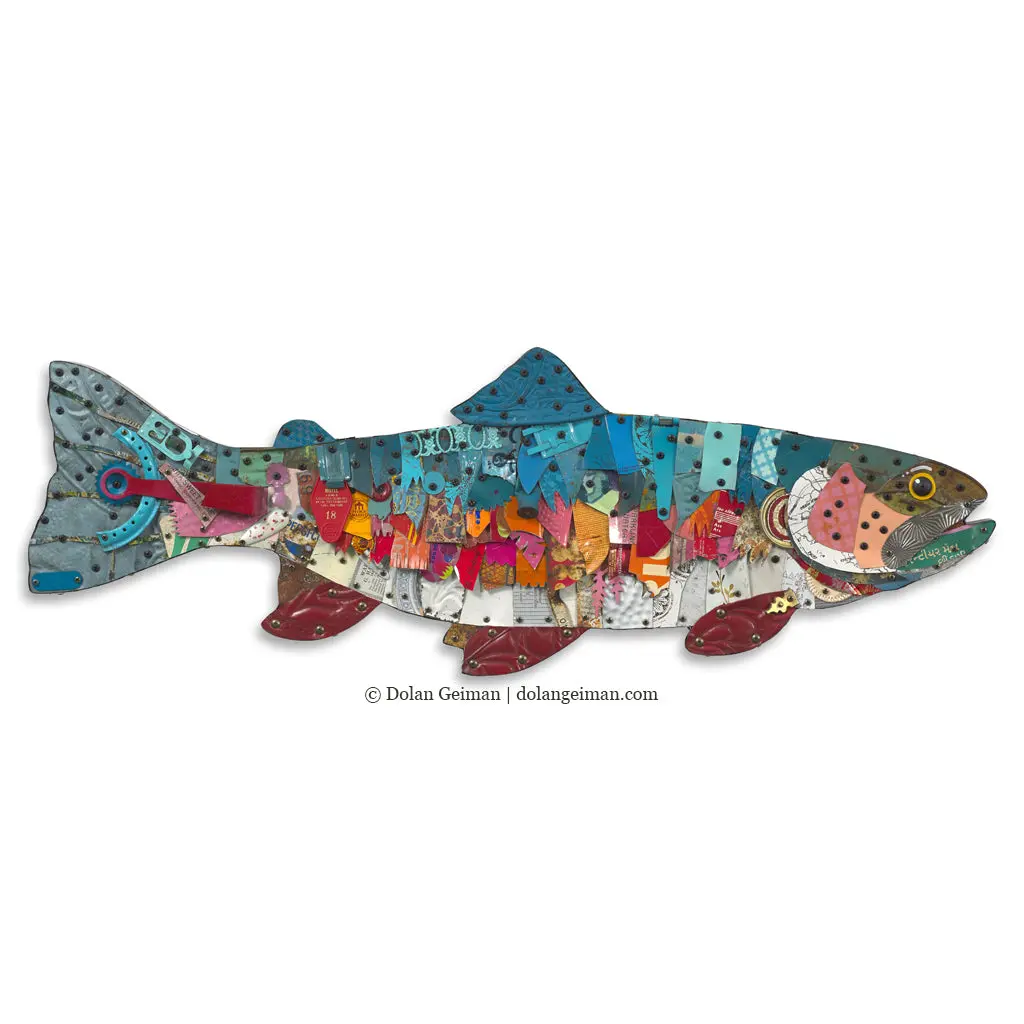 Special Order Trophy Fish (Rainbow Trout) Original Mixed Media Wall Sculpture 1