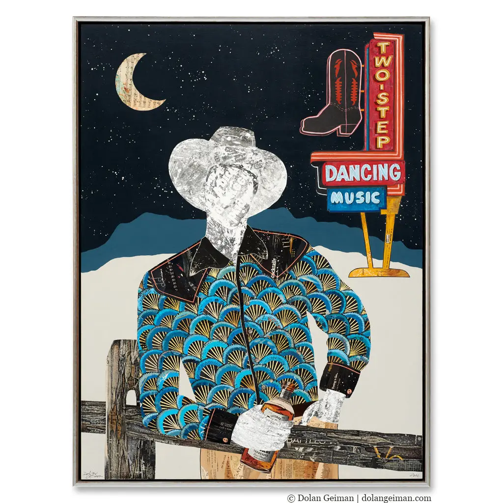 Bourbon And Boots Original Paper Collage 1