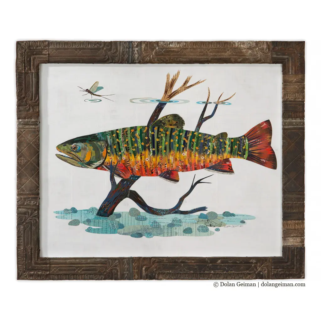 Brook Trout Original Paper Collage 1