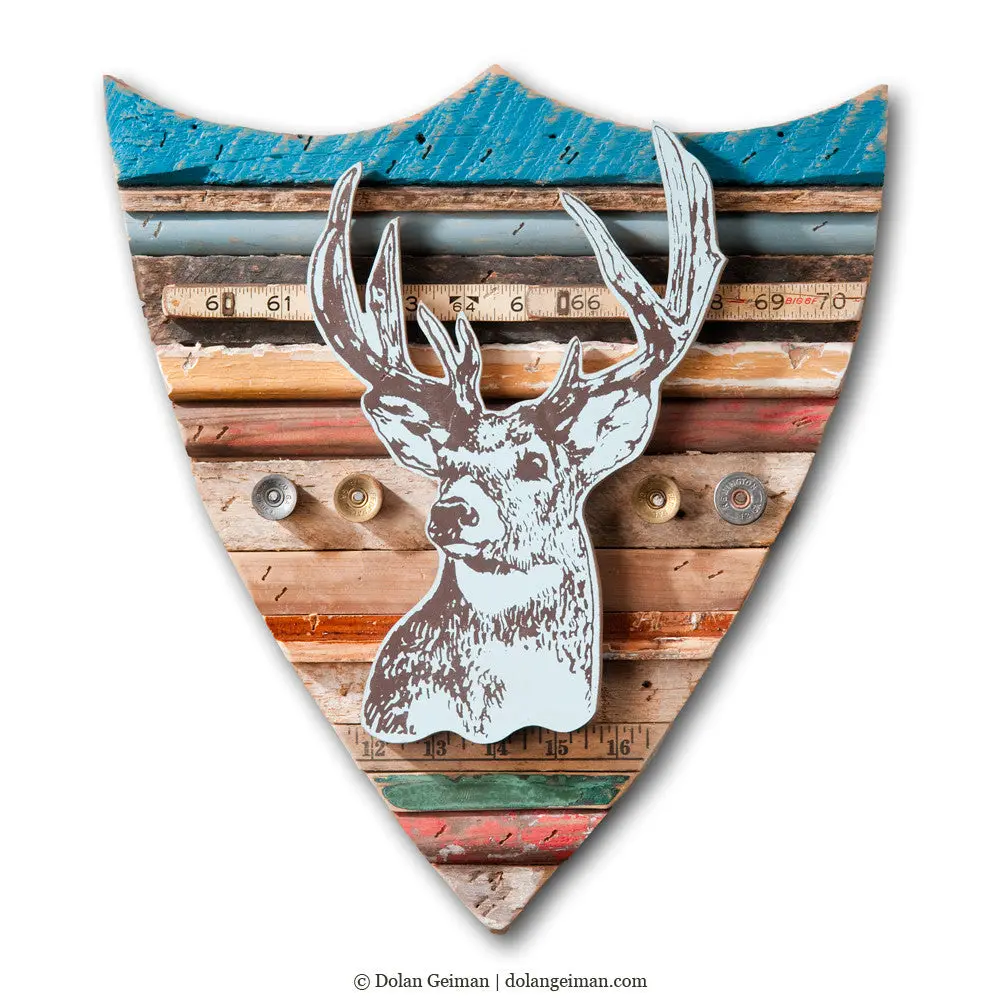 Rescued Wood Construction (Trophy Deer) Original Mixed Media Wall Art 1