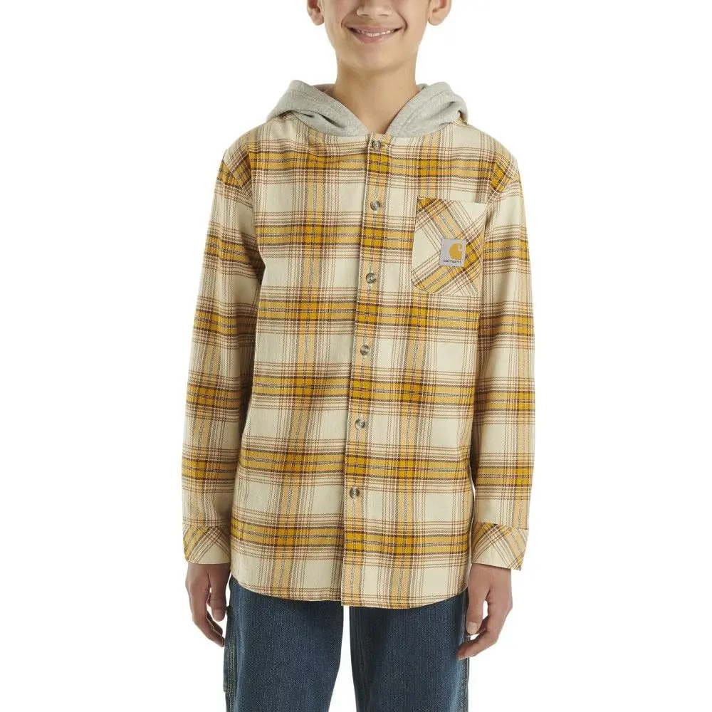 Carhartt Kids Boy's Long-Sleeve Flannel Button-Front Hooded Shirt 1