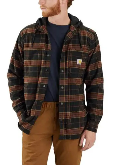 Carhartt Relaxed-Fit Flannel-Lined Hooded Shirt Jacket