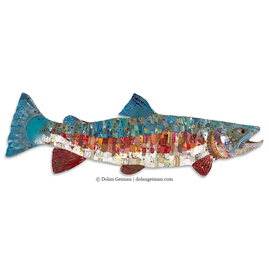 Large-Scale Rainbow Trout Original Metal Wall Sculpture 1