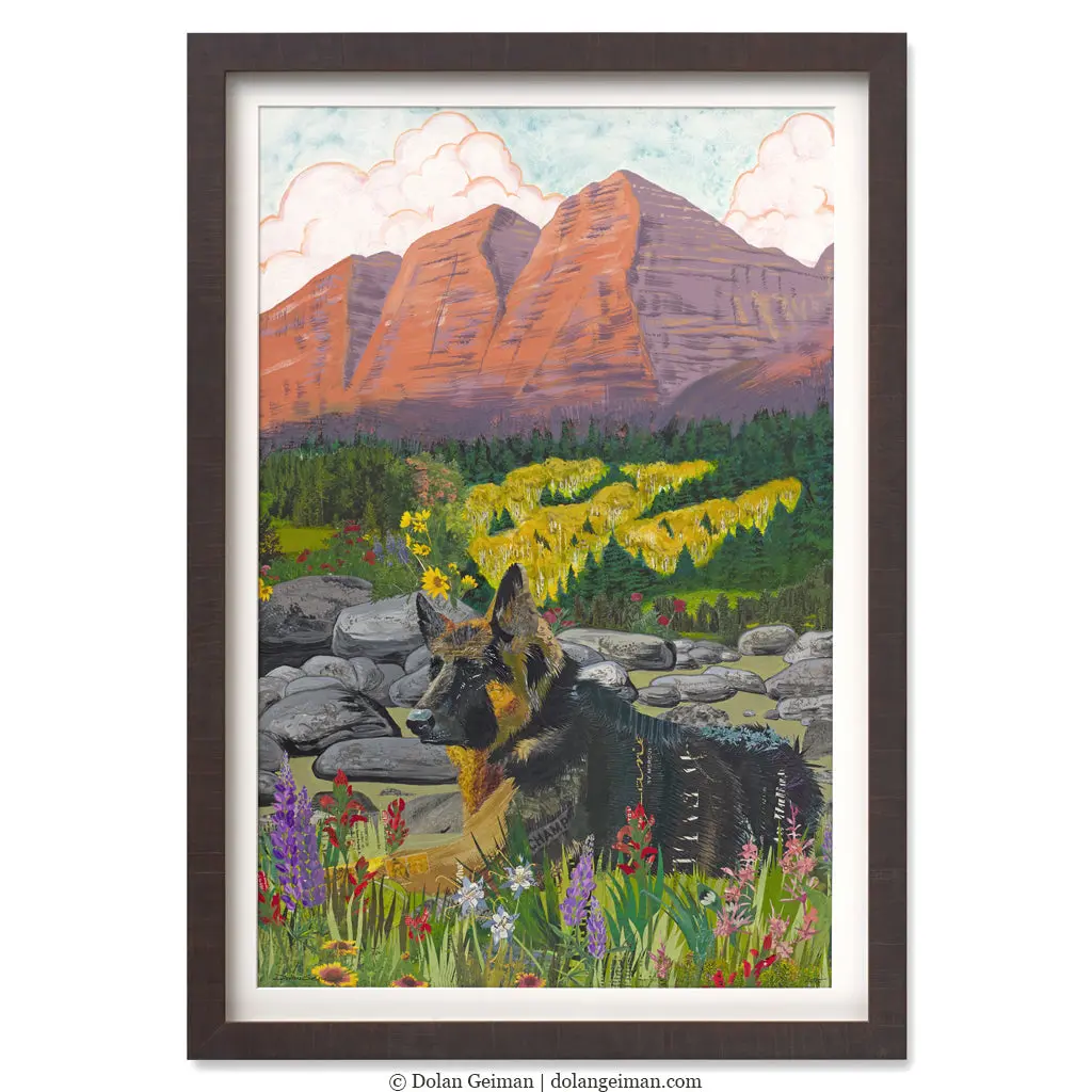 Custom Dog Portrait Original Paper Collage 1