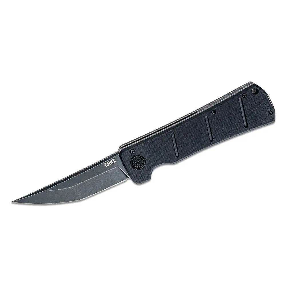 Crkt- Inazuma No Ken Assisted Deadbolt Flipper Knife 3.68" D2 Black Stonewashed Blade, Black Handles 1