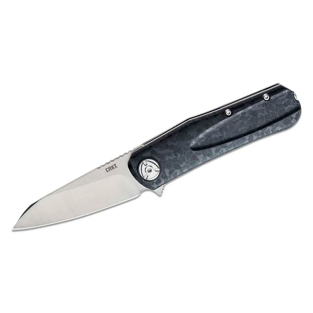 Crkt - Liong Mah Mah-Hawk Assisted Flipper Knife 3.19" D2 Satin Modified Sheepsfoot, Black Handles 1
