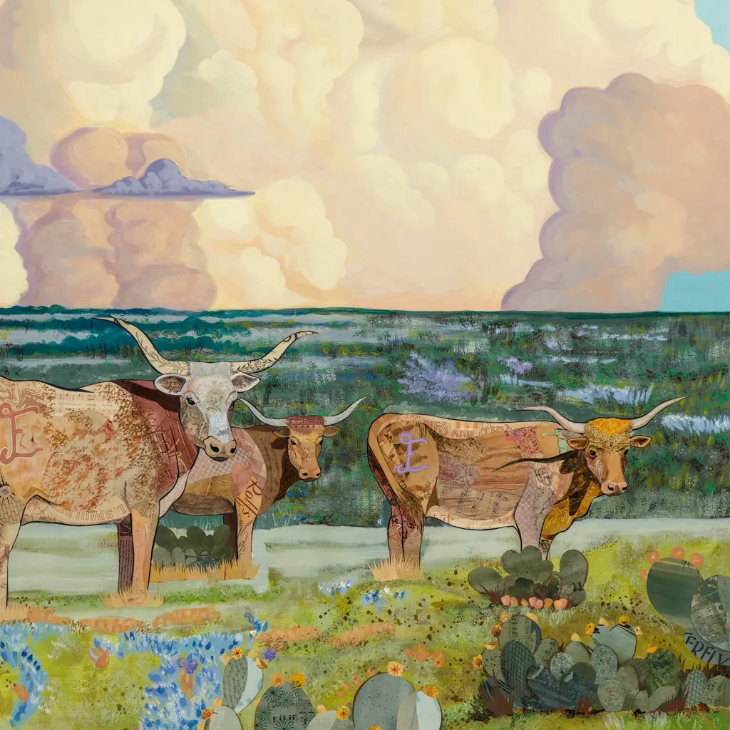 Custom Texas Ranch Original Paper Collage 1