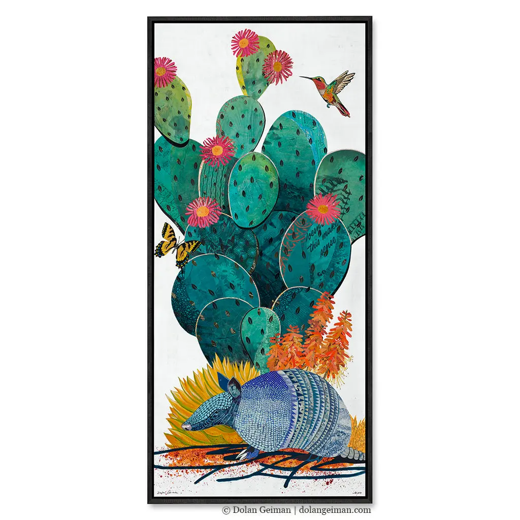 Cactus Country (Armadillo) Canvas Print With Float Frame 1