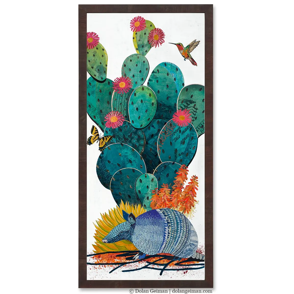 Cactus Country (Armadillo) Original Paper Collage 1