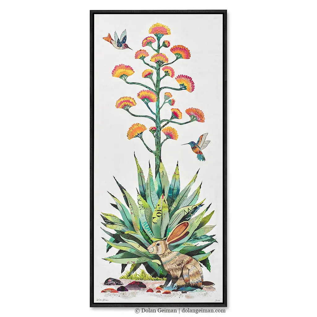 Cactus Country (Jackrabbit) Canvas Art Print With Float Frame 1