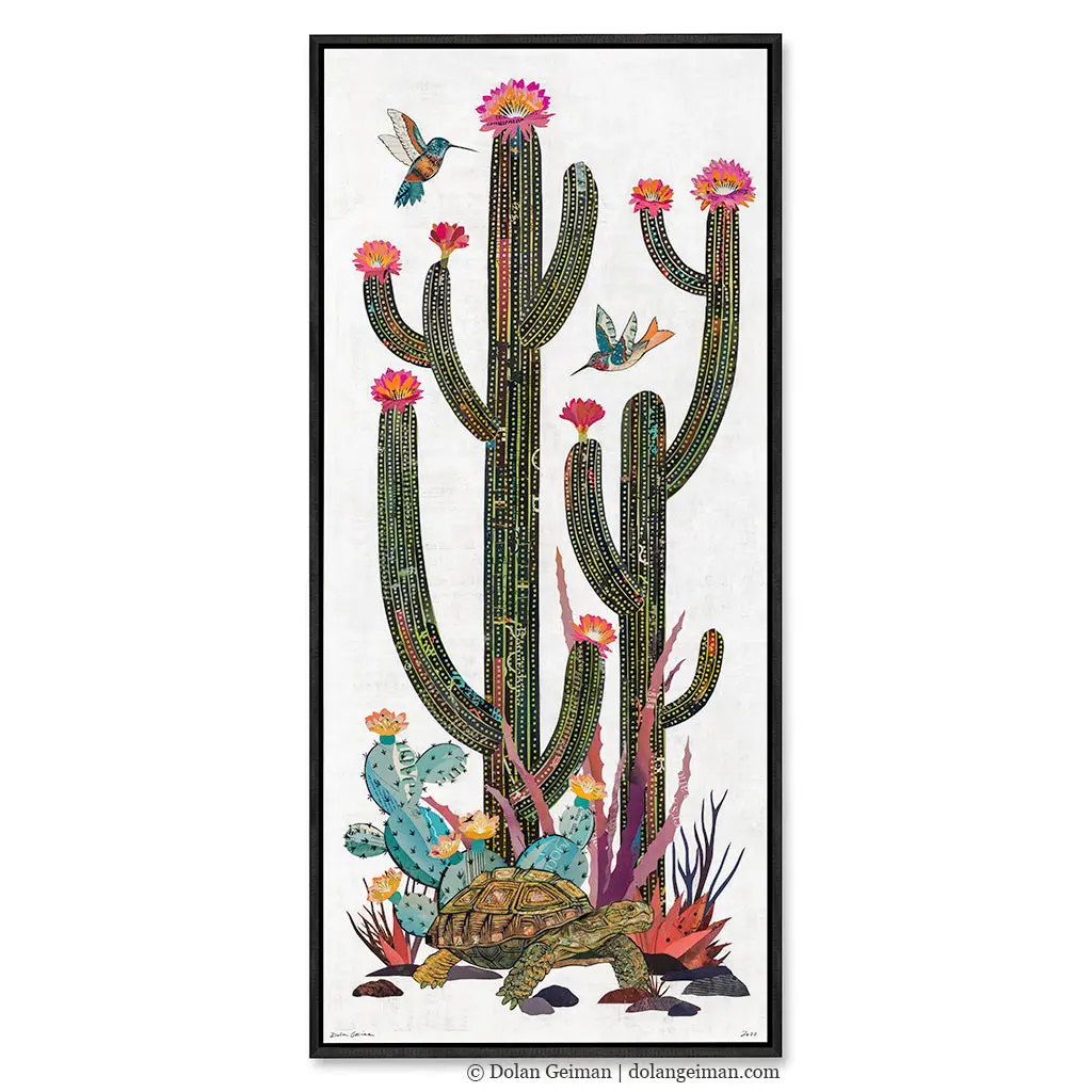Cactus Country (Tortoise) Canvas Art Print With Float Frame 1