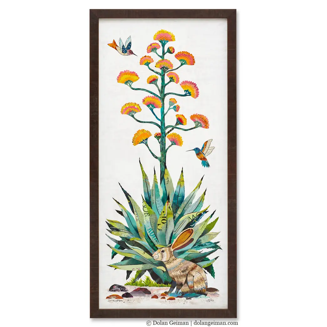 Cactus Country (Jackrabbit) Original Paper Collage 1