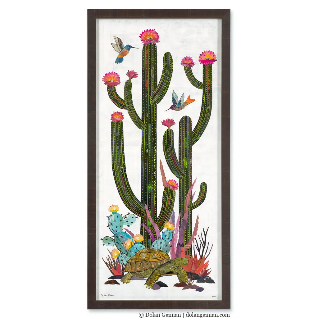 Cactus Country (Jackrabbits - Tortoise) Original Paper Collage 2