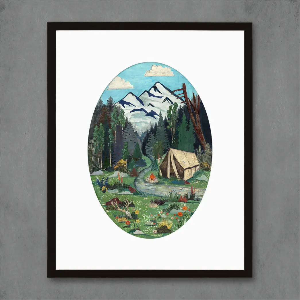 Tent Camping Limited Edition Paper Print 4